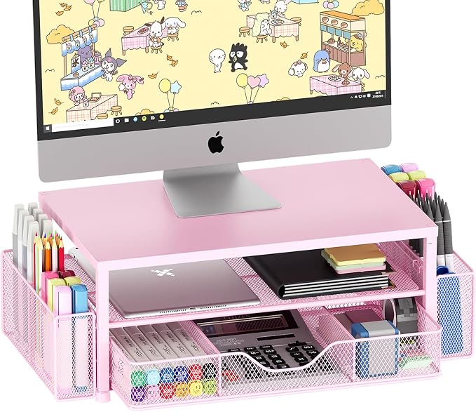 OPNICE Desk Organizers and Accessories, 2-Tier Computer Monitor Stand Riser