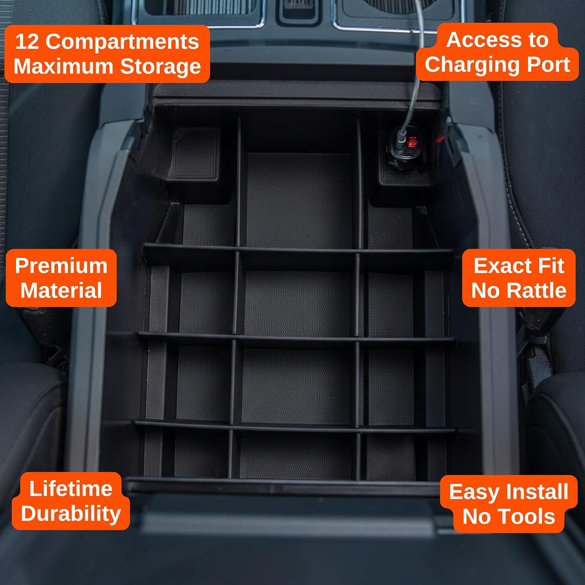 Vehicle OCD - Center Console Organizer for Ford F150 (2015-2020) (Full Console w/Bucket Seats ONLY) - Made in USA - SLX107