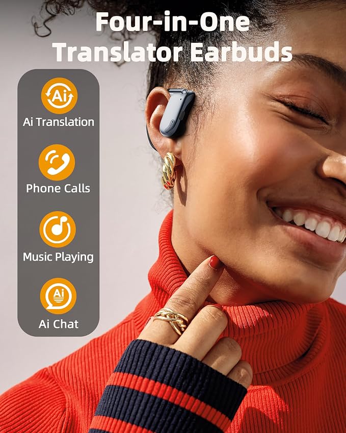 AI Translation Earbuds Real Time 164 Languages Translator Ear Buds 90H Playtime