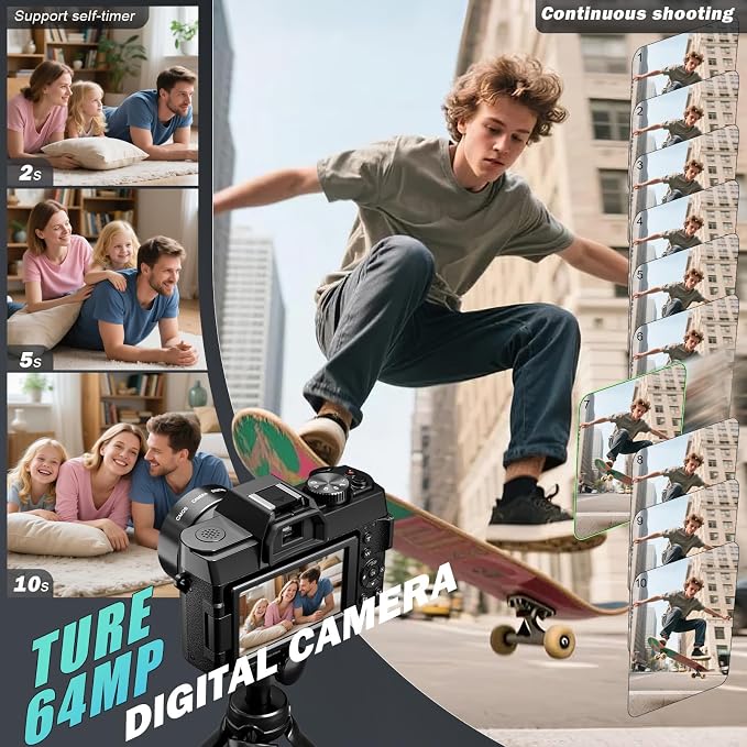 True 5K Digital Camera for Photography, Autofocus & Anti-Shake, 16X Zoom