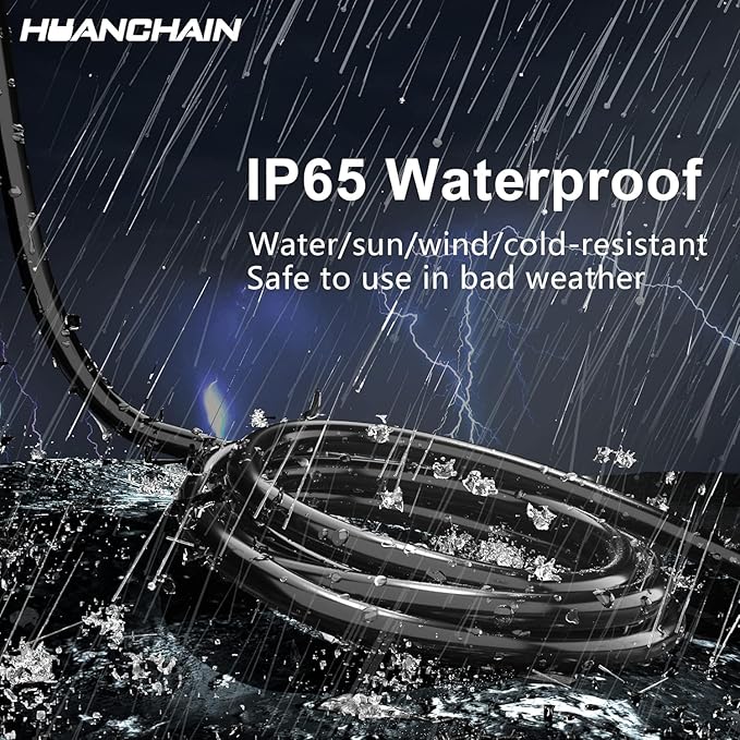 HUANCHAIN Black Outdoor Extension Cord 50 ft Waterproof, Indoor 16/3 Gauge Flexible Resistant Appliance Extension Cord Outside, 13A 1625W 16AWG SJTW, 3 Prong Electric Cable, ETL Listed