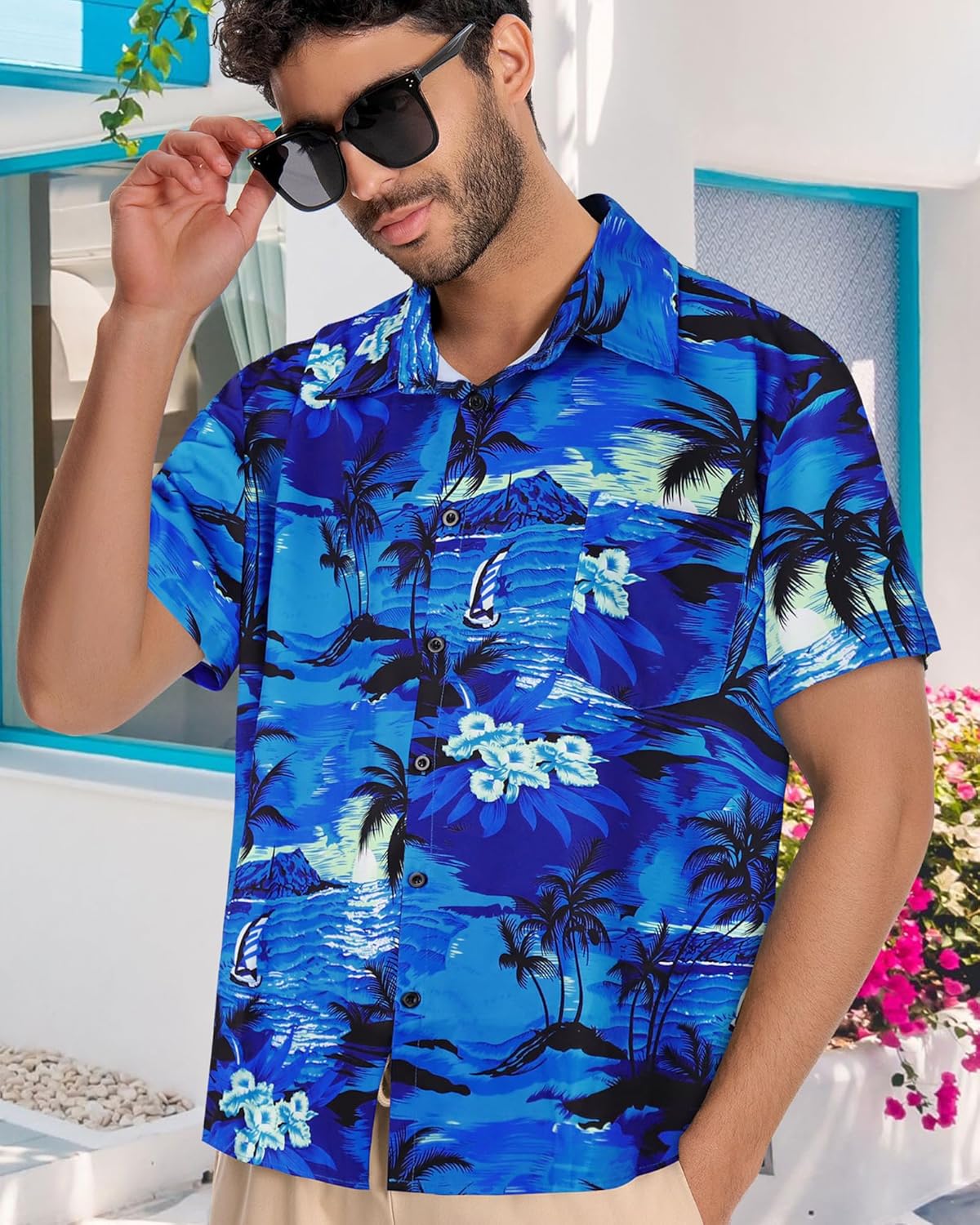 Skiennix Men's Hawaiian Shirt - Short Sleeve Casual Beach Top with Pocket | Summer 2026 Collection