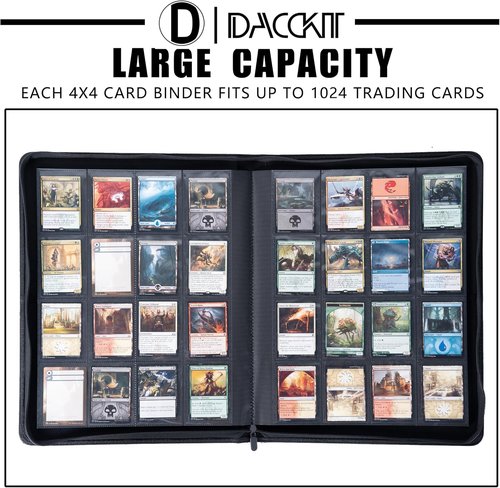 D DACCKIT Card Binder - 16 Pocket Ringless Album for 1024 Trading & Sports Cards | Classic White