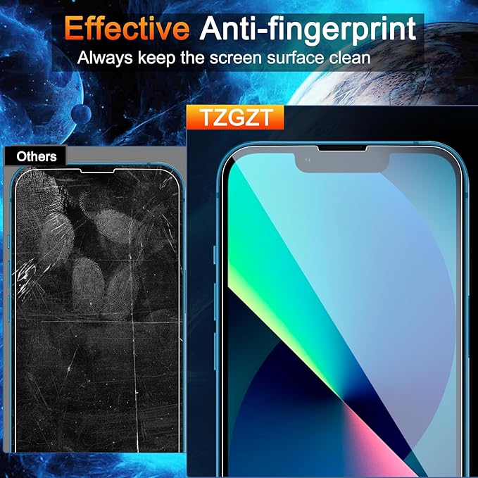 TZGZT 3 Pack Screen Protectors for iPhone 13, 9H Tempered Glass, Military Grade