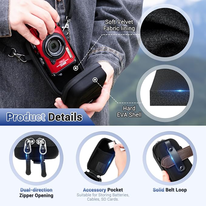 JJC Hard Camera Case Bag for Olympus Tough TG-7 TG-6 TG-5 Ricoh GR IV GR III GR