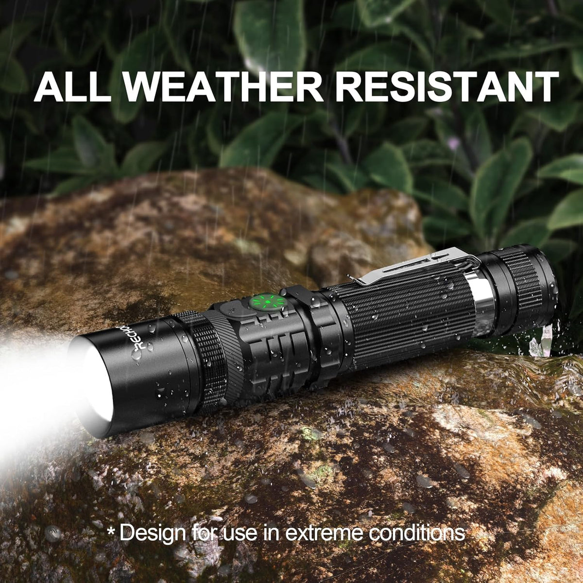 RECHOO Rechargeable LED Flashlight - High Lumens, Dual Switch, 5 Lighting Modes | Ideal for Home & Camping