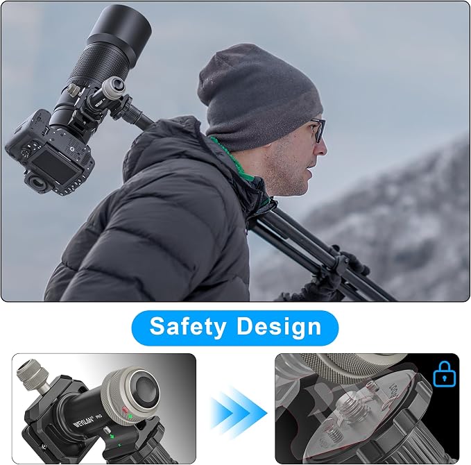 WEYLLAN PH3 MonoGimbal Head for Tripod Monopod, CNC All Metal Side Saddle
