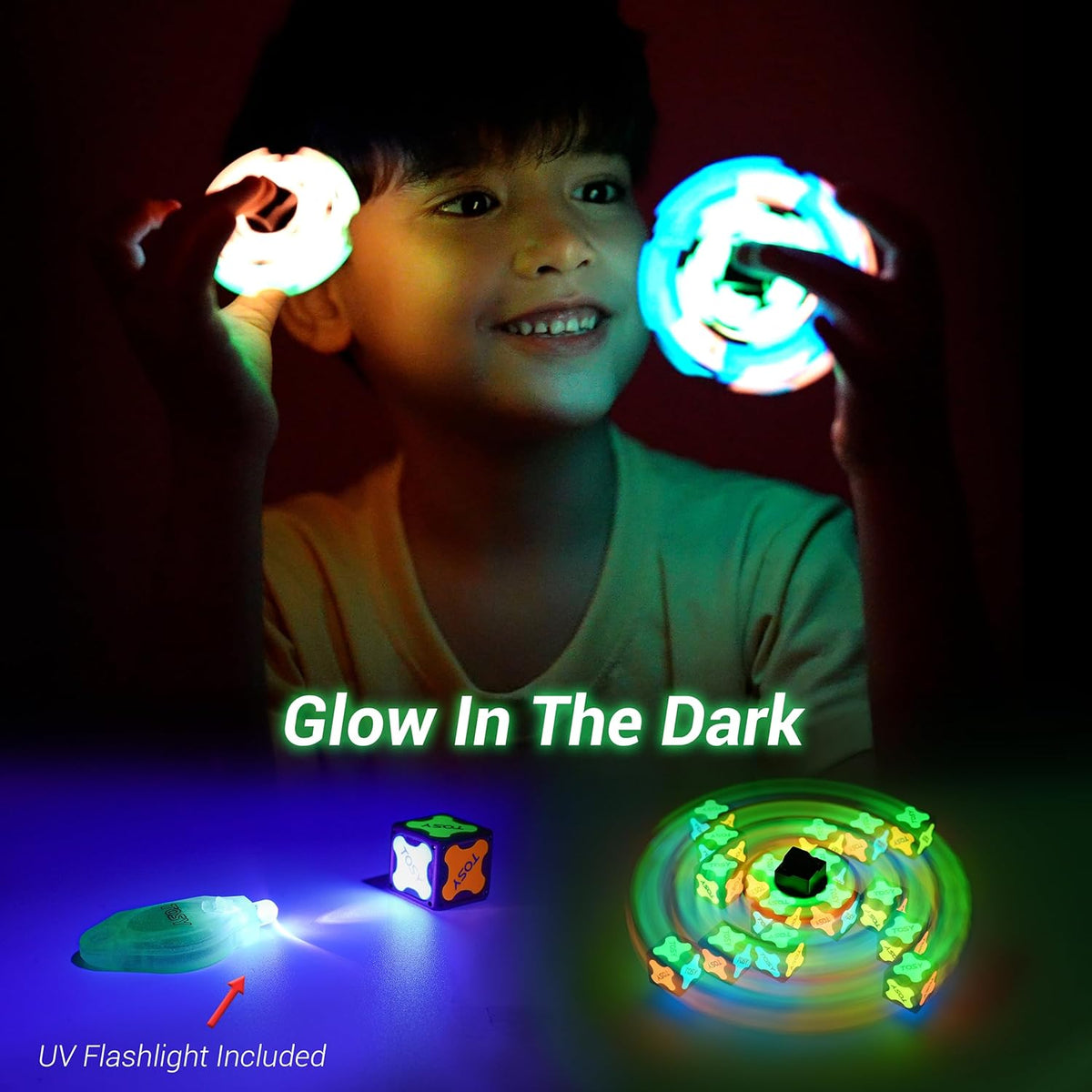 TOSY Magnet Fidget Spinner - Glow-in-the-Dark 3-in-1 Transformable Toy | Infinity Cube & Puzzle for Stress Relief