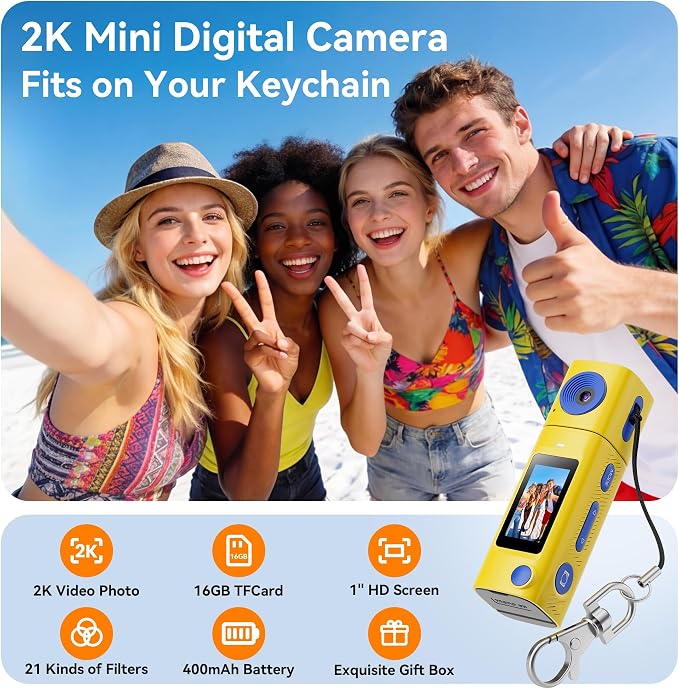 Mini Keychain Digital Camera:2K Digital Mini Camera