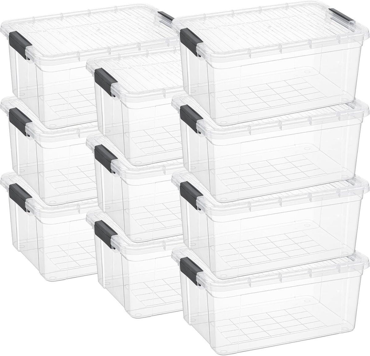 Superio Storage Bins with Lids, Clear Plastic Containers for Organizing, Stackable Totes, BPA Free, Odor Free, Organizer Boxes for Home, and Dorm, 35 Quart (4 Pack, 20.25"x14"x10.5")