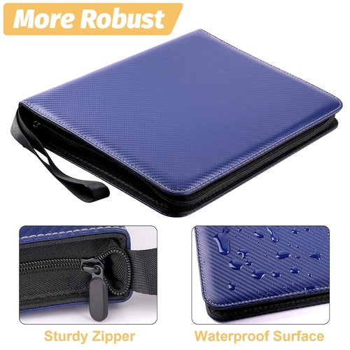 GERMUN 9 Pocket Card Binder - Premium Zip Trading Card Album for MTG, TCG & Sports Cards | Blue, 720 Double-Sided Pockets