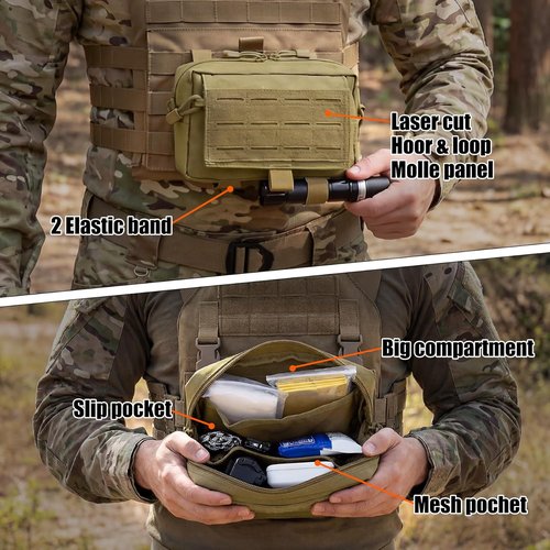 Bvya Tactical Molle Admin Pouch - Versatile EDC Utility Tool Waist Pack with Flag Patch Included