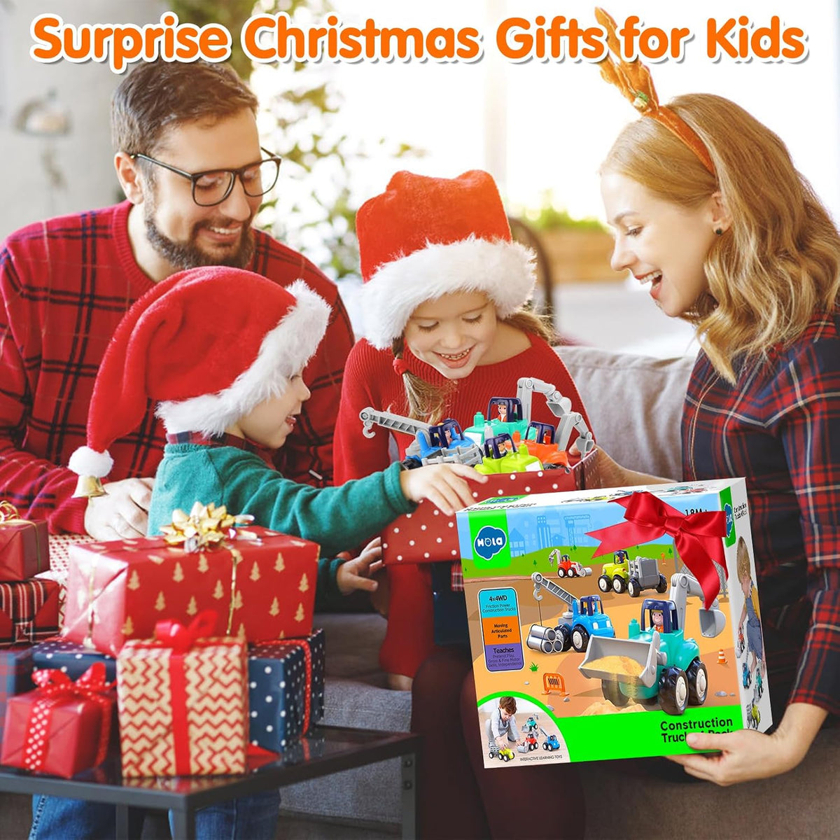 Toddler Toy Car，4PCS Inertia Toy Push and Go Cars，Toys for 2 Year Old Boy | Friction Powered Cars，Birthday & Christmas Gift for Boy and Girl，Construction Truck，Kids Outdoor & Indoor Toys