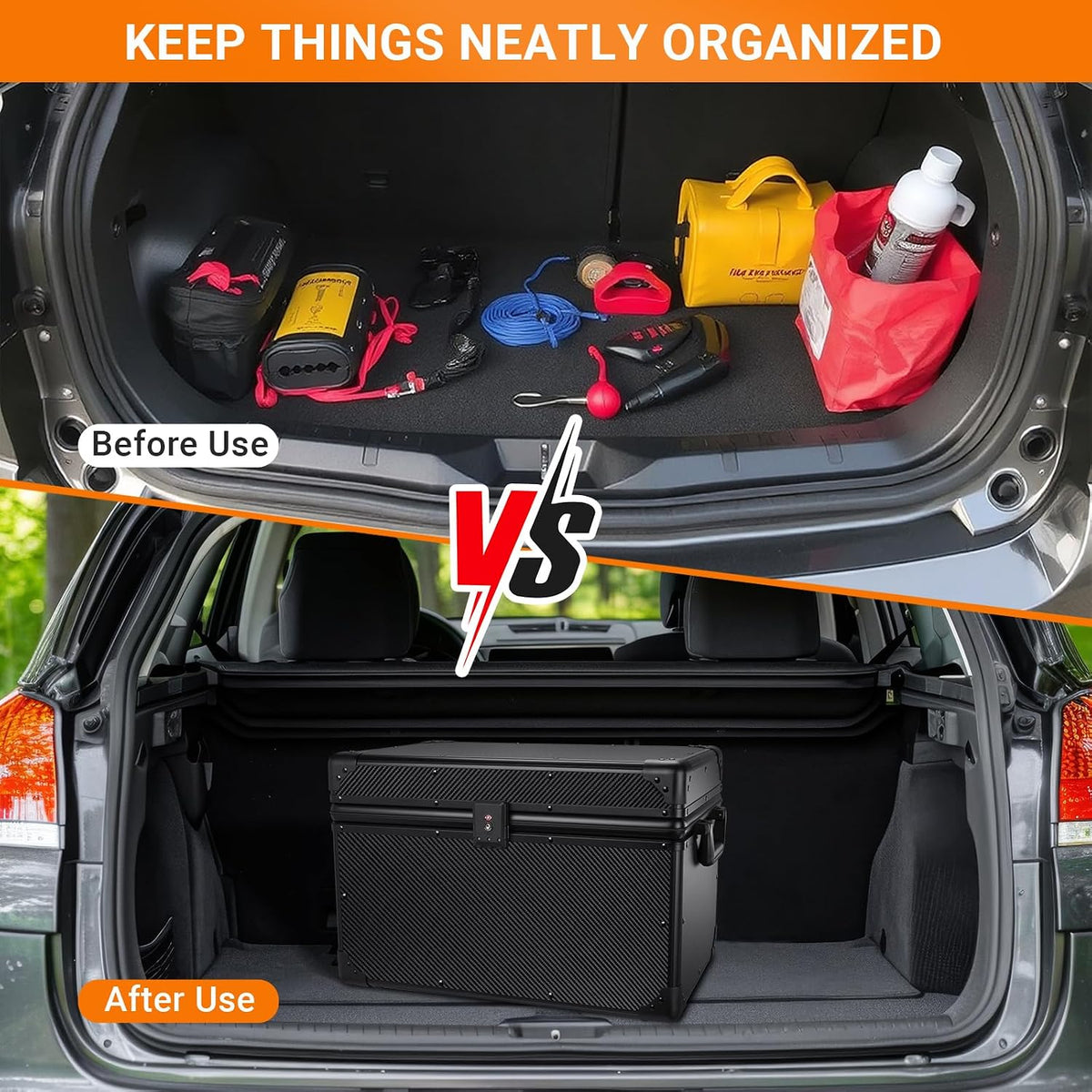 T-carbon Carbon Fiber Trunk Organizer SUV Trunk Organizer 20 * 13 * 13.4IN