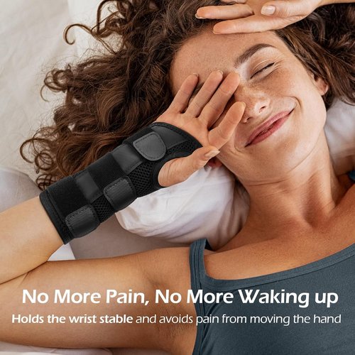 FREETOO Wrist Brace - Adjustable Carpal Tunnel Relief with 3 Stays | Left Hand Support for Tendonitis & Arthritis - Black (S/M)