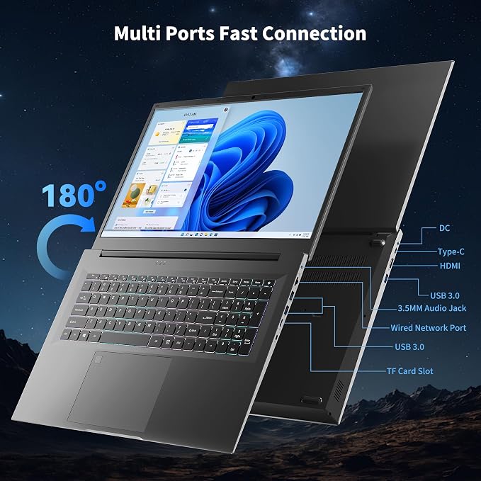 18.5 Inch Laptops, Core i9 CPU (Up to 4.8 GHz), 16GB RAM, 512GB SSD, WiFi-6 | 100% sRGB FHD Display, Win 11 Home, Backlit Keyboard, Numeric Pad Fingerprint Login, Laptop Computer for Business Students