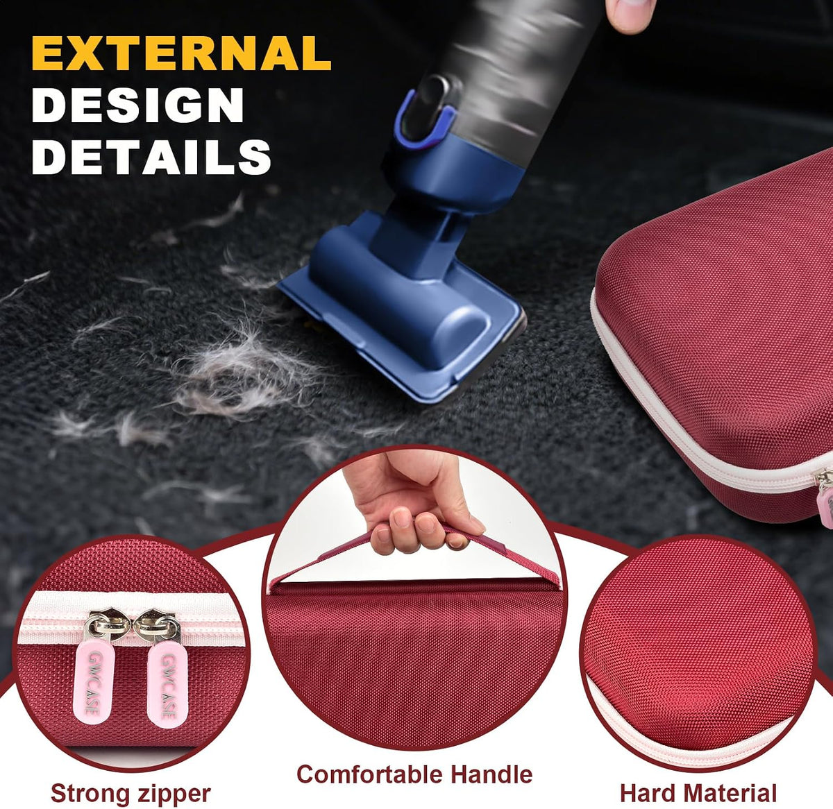 GWCASE Car Vacuum Case Compatible with Fanttik V8/V10 Apex/Mate, Case Only | Removable Divider, Mesh Pocket for Accessories, EVA Shell Protection for Trunk, Truck and Road-Trip Storage