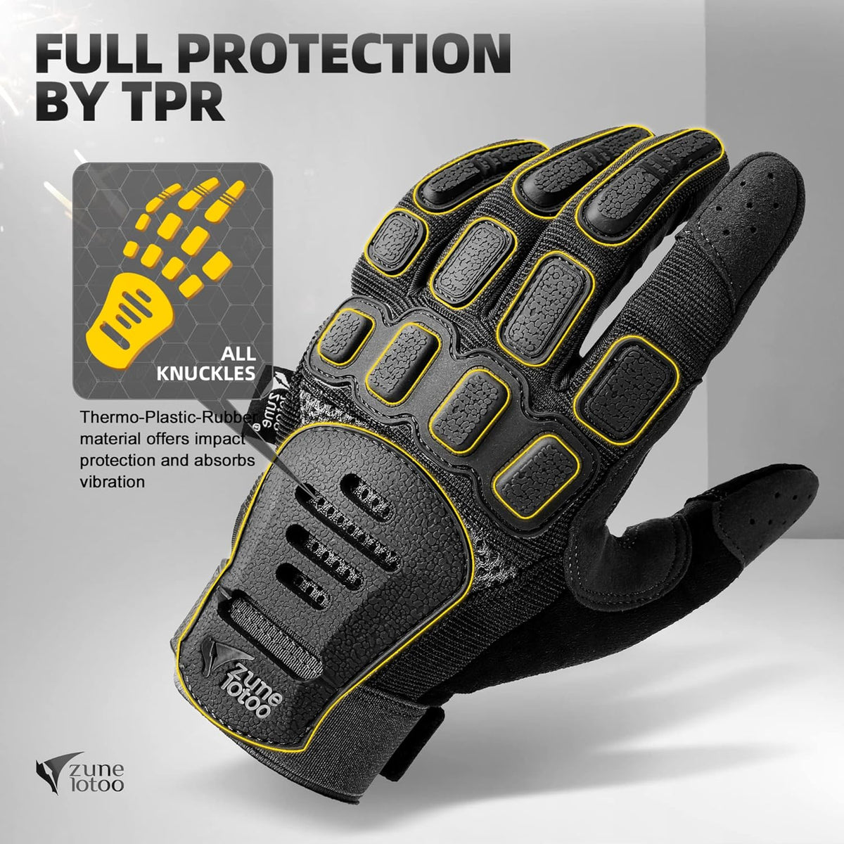 ZUNE LOTOO Tactical Touchscreen Gloves - TPR Finger Impact Protection & Padded Palm for Men | Ideal for Motorcycle, Airsoft, Paintball, Work