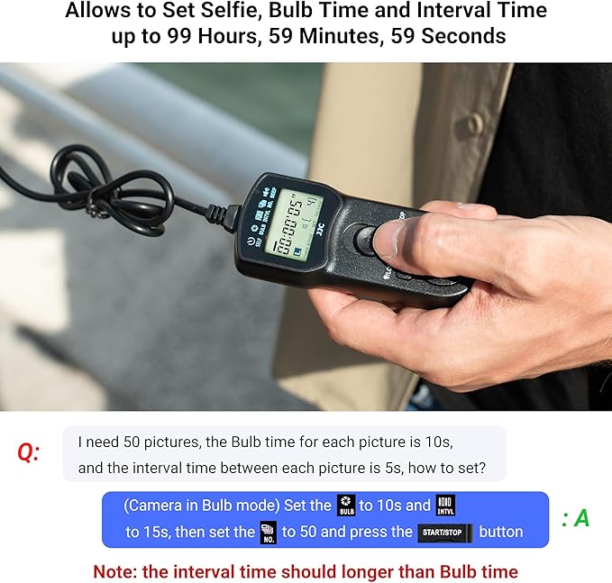 JJC Intervalometer Timer Remote Shutter Release Time Laspe