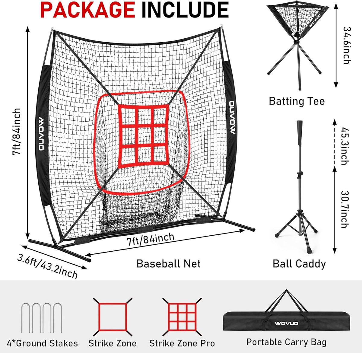 Skiennix 7x7 Ft Baseball Net - Versatile Batting & Pitching Training Equipment for All Ages