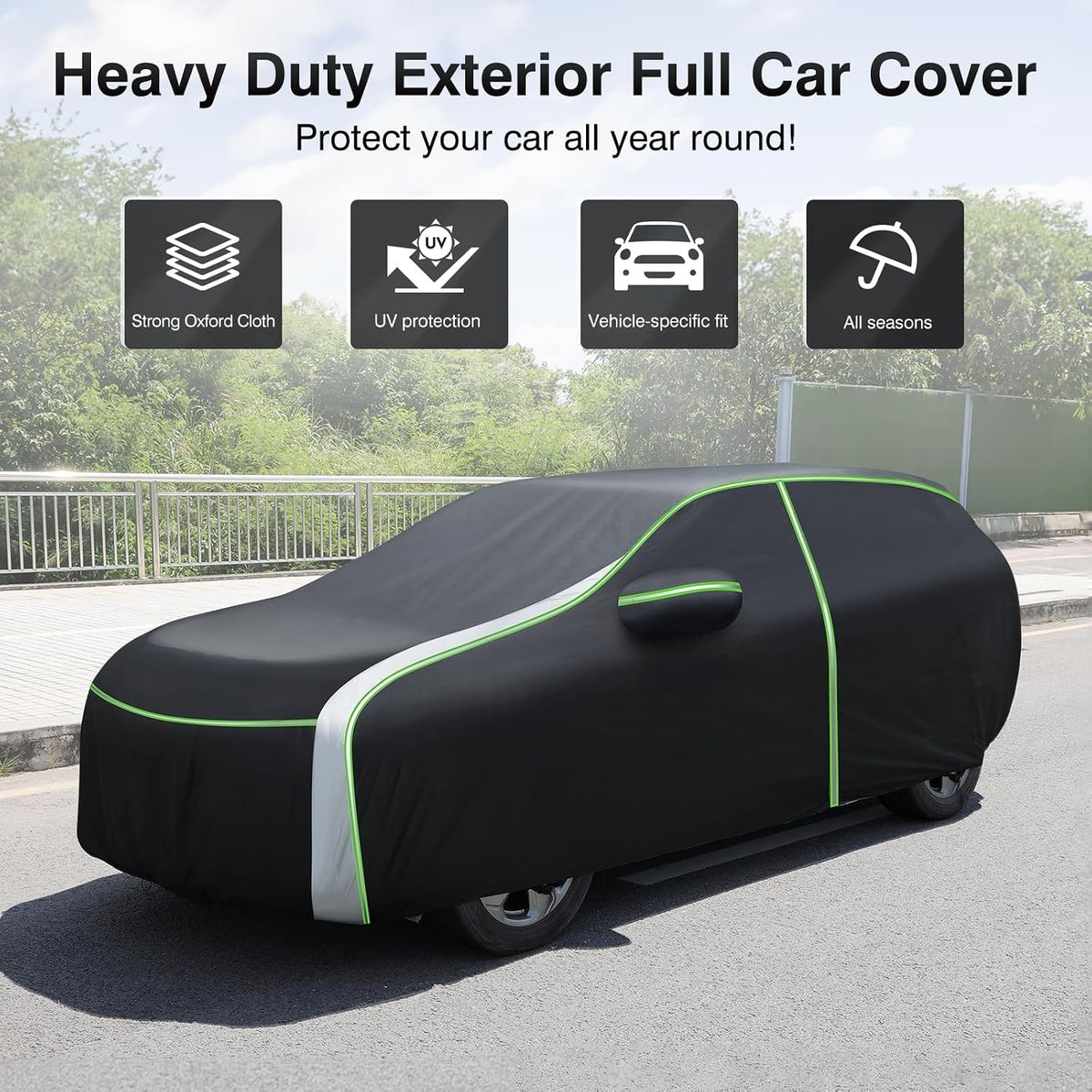 420D Car Cover for BMW X3/X3 M 2003-2024 2025 2026 All Weather SUV Car Covers for X3 Accessories Outdoor Waterproof UV Protection with Zipper & Reflective Safety Strips