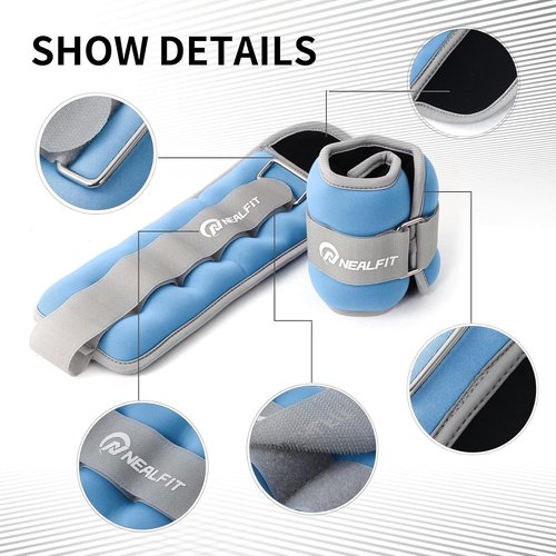 NEALFIT Ankle Weights - Adjustable Leg & Arm Weights for Running, Gymnastics, Fitness | Unisex