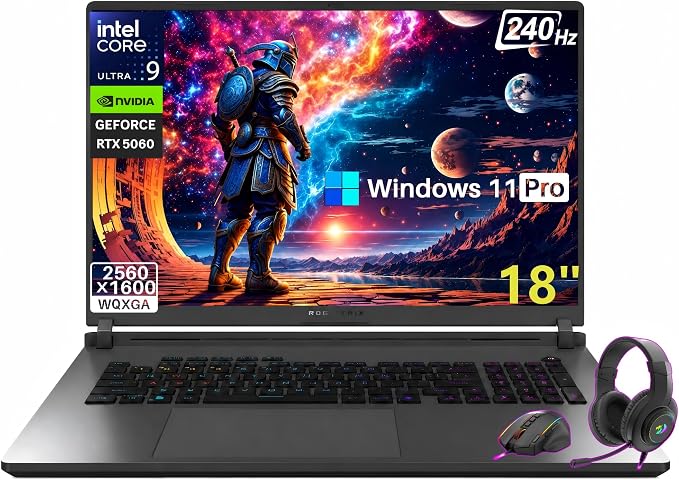 ASUS ROG Strix G18 Gaming Laptop, 18” 2.5K 240Hz Nebula Display, Intel Core Ultra 9 275HX, GeForce RTX 5060, 64 GB DDR5-5600, 2 TB SSD, Wi-Fi 7, Windows 11 Pro, RGB Backlit KB, ROG Cooling, Gaming PC