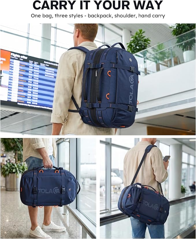 Tolaccea Travel Backpack for Men Women, 40L-50L Carry On Backpack