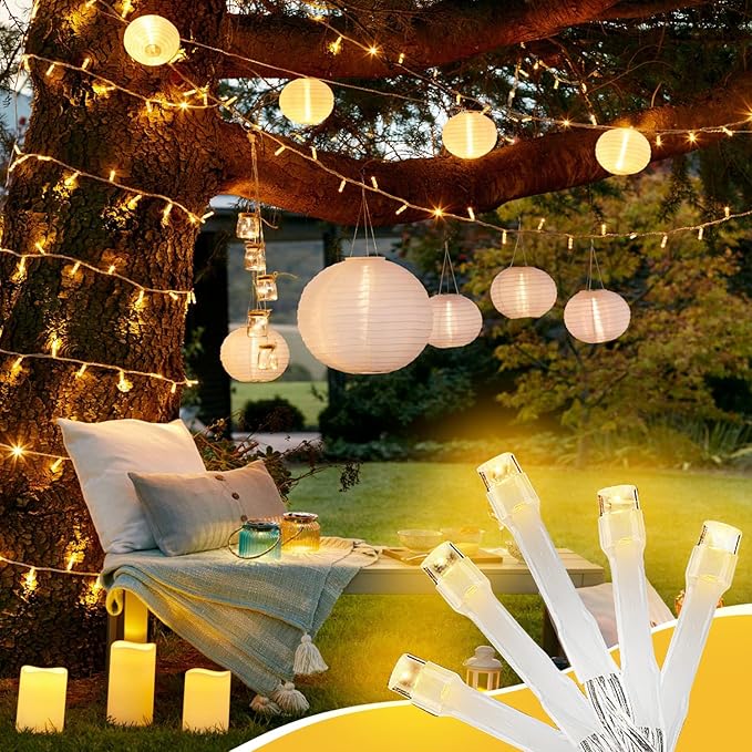 100FT Warm White String Lights – 300 LED Extra Long Waterproof Fairy Lights on Clear Wire, Plug-in Indoor Outdoor Decorations for Christmas, Wedding, Patio, Bedroom, Party