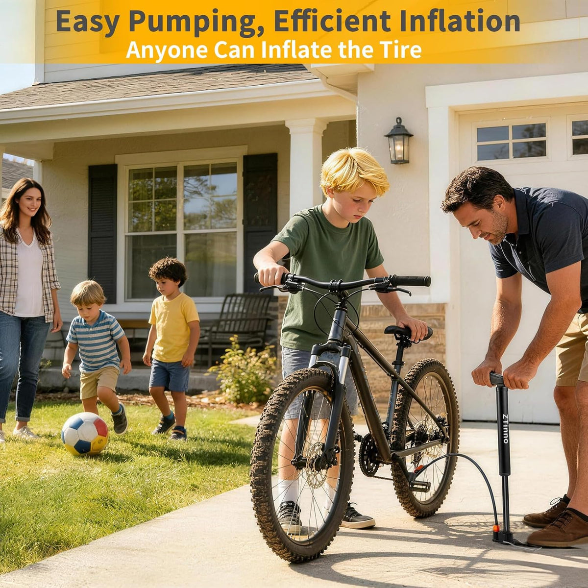 Skiennix Portable Floor Bike Pump - Dual Presta & Schrader Valves | Ideal for Tires & Balls