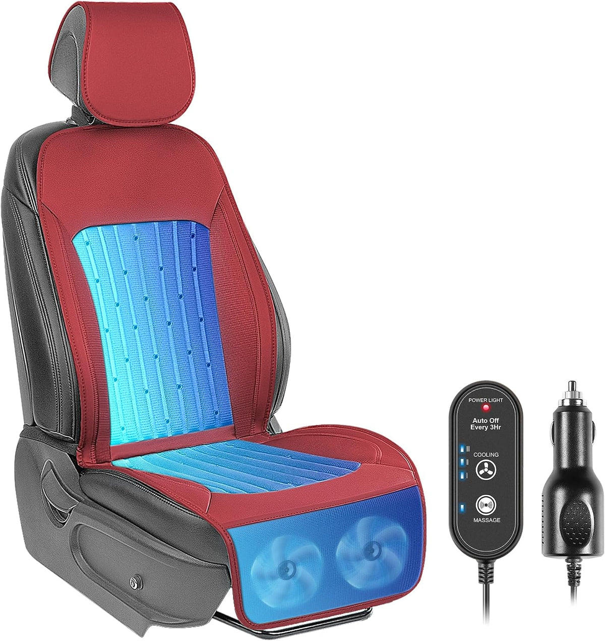 Paffenery 2026 Upgraded Cooling Car Seat Cover Front Seat, 12V-24V Ventilated Cooling Car Seat Cushion, Cooled Seat Cover for Car SUV Truck Universal Fit, Classic Black