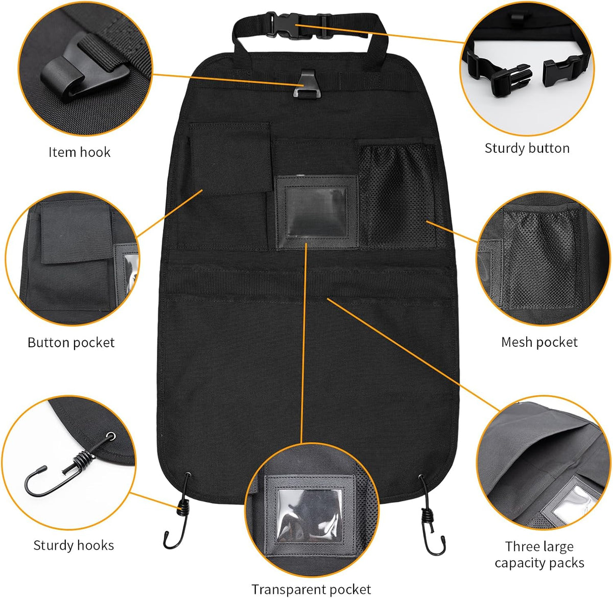 Back Seat Car Organizer with Car Storage Bags, Universal Car Organizers and Storage Truck Organizer(Black)