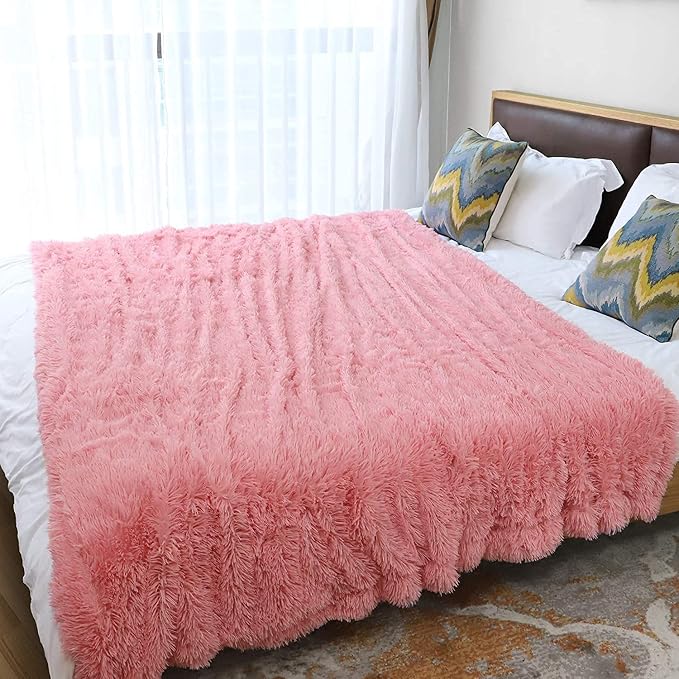 Tuddrom Decorative Extra Soft Faux Fur Blanket Twin Size 70" x 78", Solid