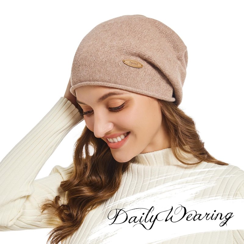 Slouchy Knit Beanie Hats for Women Winter Warm Cashmere Knitted Wool Hats Soft Ski Cap Ladies Beanies Chemo Hat (Small, Dark Gray)