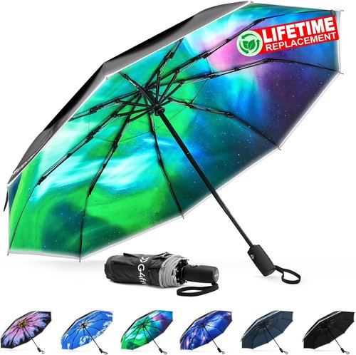 G4Free 42-Inch Eco Windproof Folding Umbrella - Durable Double Canopy for Rain & Sun | Auto Open/Close
