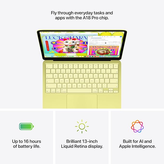 Apple 2026 MacBook Neo 13-inch Laptop with A18 Pro chip: Built for AI and Apple Intelligence, Liquid Retina Display, 8GB Unified Memory, 256GB SSD Storage; Citrus with AppleCare+ (3 years)