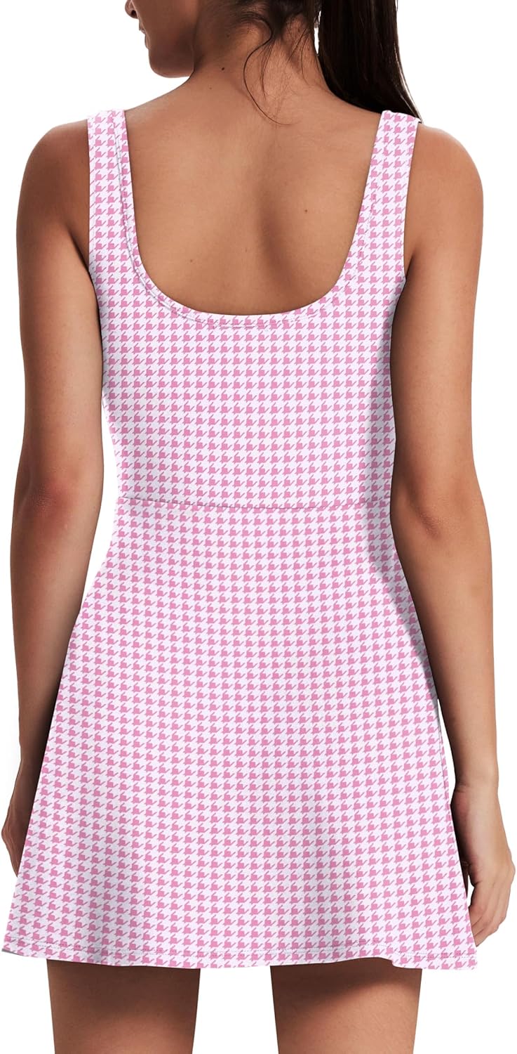 OFEEFAN Athletic Dress for Women - Mini U Neck Sleeveless Design with Built-In Shorts & Pockets | Ideal for Tennis & Golf