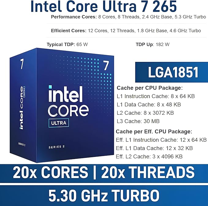 Dell Pro Micro Plus Mini PC, Intel 20-Core Ultra 7 265, 32GB RAM, 1TB SSD | AI Copilot, WiFi 6, Bluetooth, 4 DisplayPort + 2 Type-C, Windows 11 Pro, Next Gen OptiPlex 7000 MFF Desktop Computers