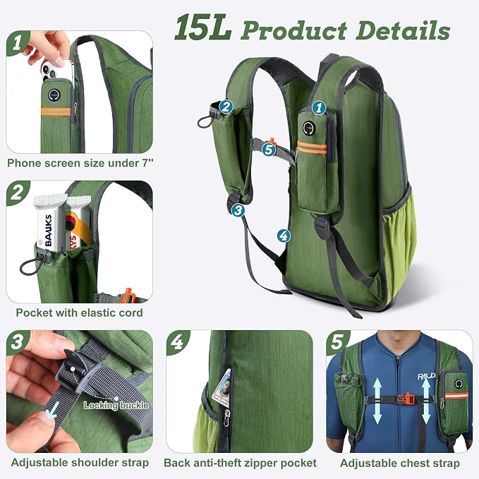 BECOJADDE 15L Small Hiking Backpack