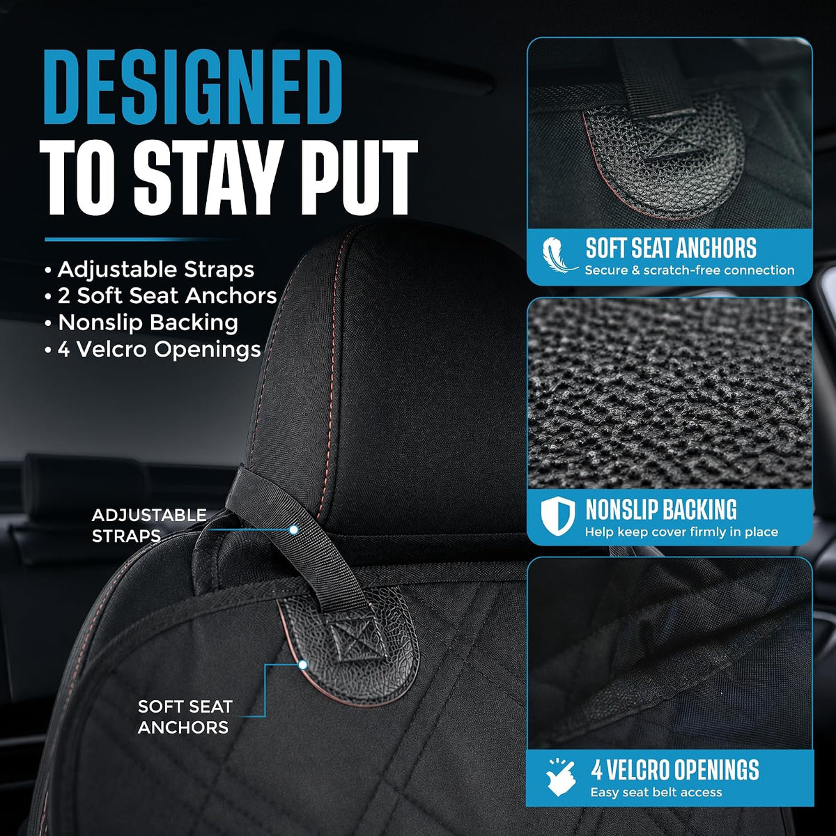 Bulldogology Dog Car Seat Cover 64"x60" Waterproof Heavy Duty Bench Dog Hammock Backseat Protector from Hair, Muddy Paws, Scratches - Pet Car Seat Cover for Cars Trucks SUVs (X-Large)
