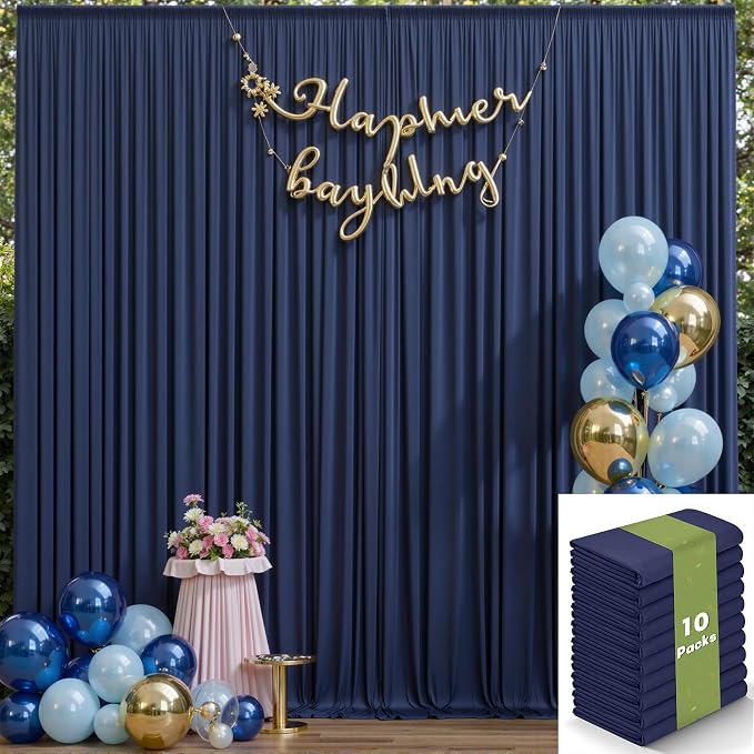 50ft x 12ft Wrinkle Free Navy Blue Backdrop Curtains