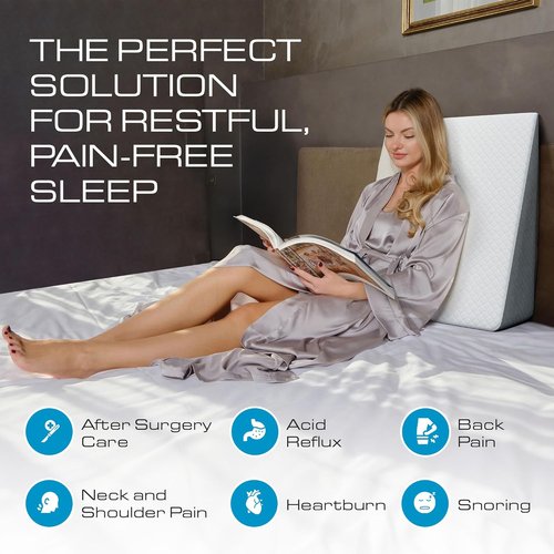 Kolbs Bed Wedge Pillow - Sleep Apnea & Acid Reflux Relief | Chic Jacquard Cover, Standard 7.5" Height
