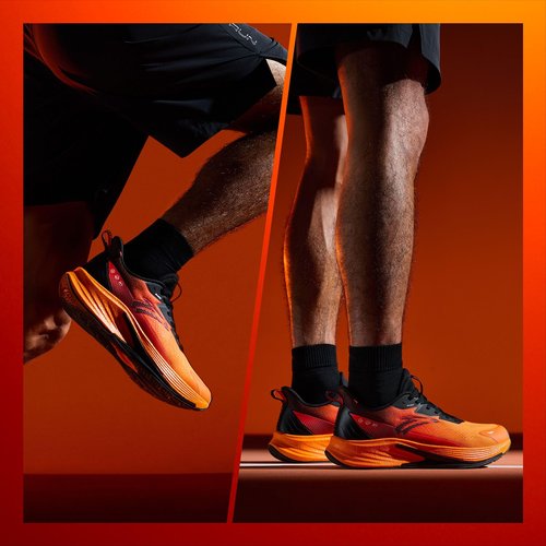 ANTA Men’s Rocket6 Running Shoes Cushioning Comfortable Breathable Athletic Workout Gym Cross Trainer Sports Sneakers, Orange/Black, 12