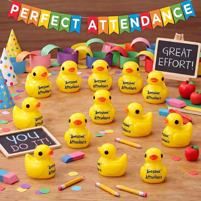 Skylety 50 Pcs Awesome Attendance Resin Duck, Perfect Attendance Awards