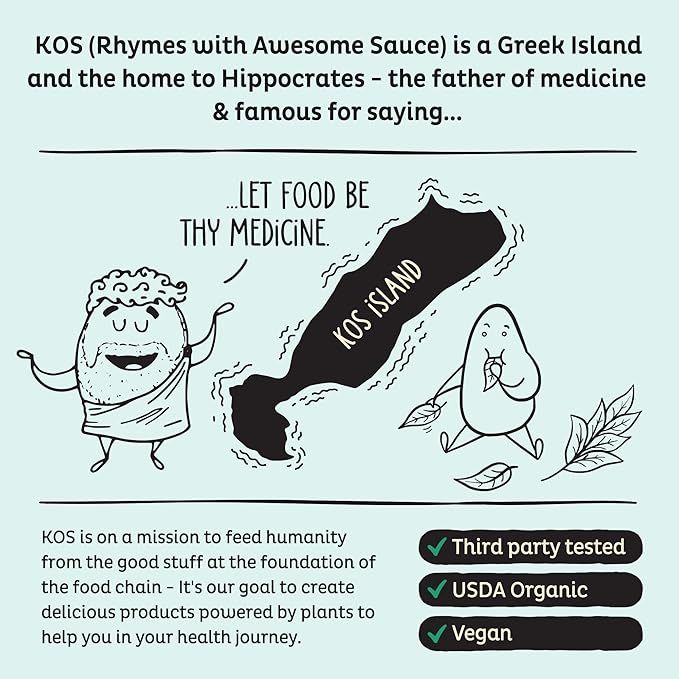 KOS Vegan Protein Powder, Unflavored & Unsweetened - Low Carb Pea Protein Blend, Organic Superfood Rich in Vitamins & Minerals - Keto, Soy, Dairy Free - Meal Replacement for Women & Men - 20 Servings