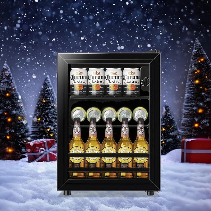 1.3 Cu.ft Beverage Refrigerator Drink Mini Fridge Refrigerator for Soda Beer or Cans Personal Beverage Cooler 7 Modes Temp Adjustable Shelves Suit for Home, Office, Dorm