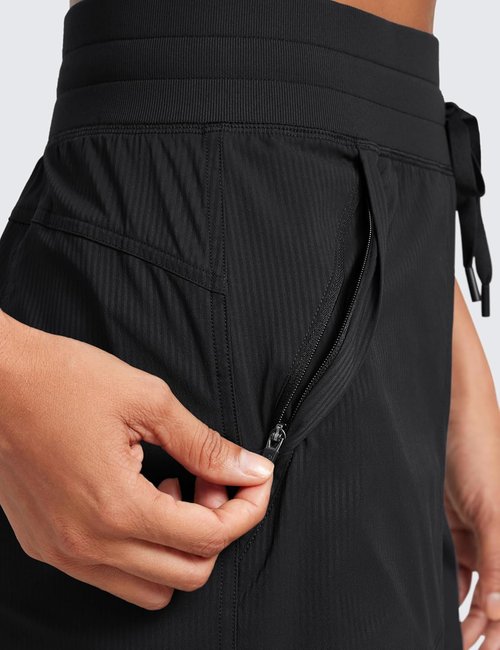CRZ YOGA Lightweight Casual Shorts for Women 3.5" - High Waisted Linerless for Athletic Lounge Hiking with Zip Pockets