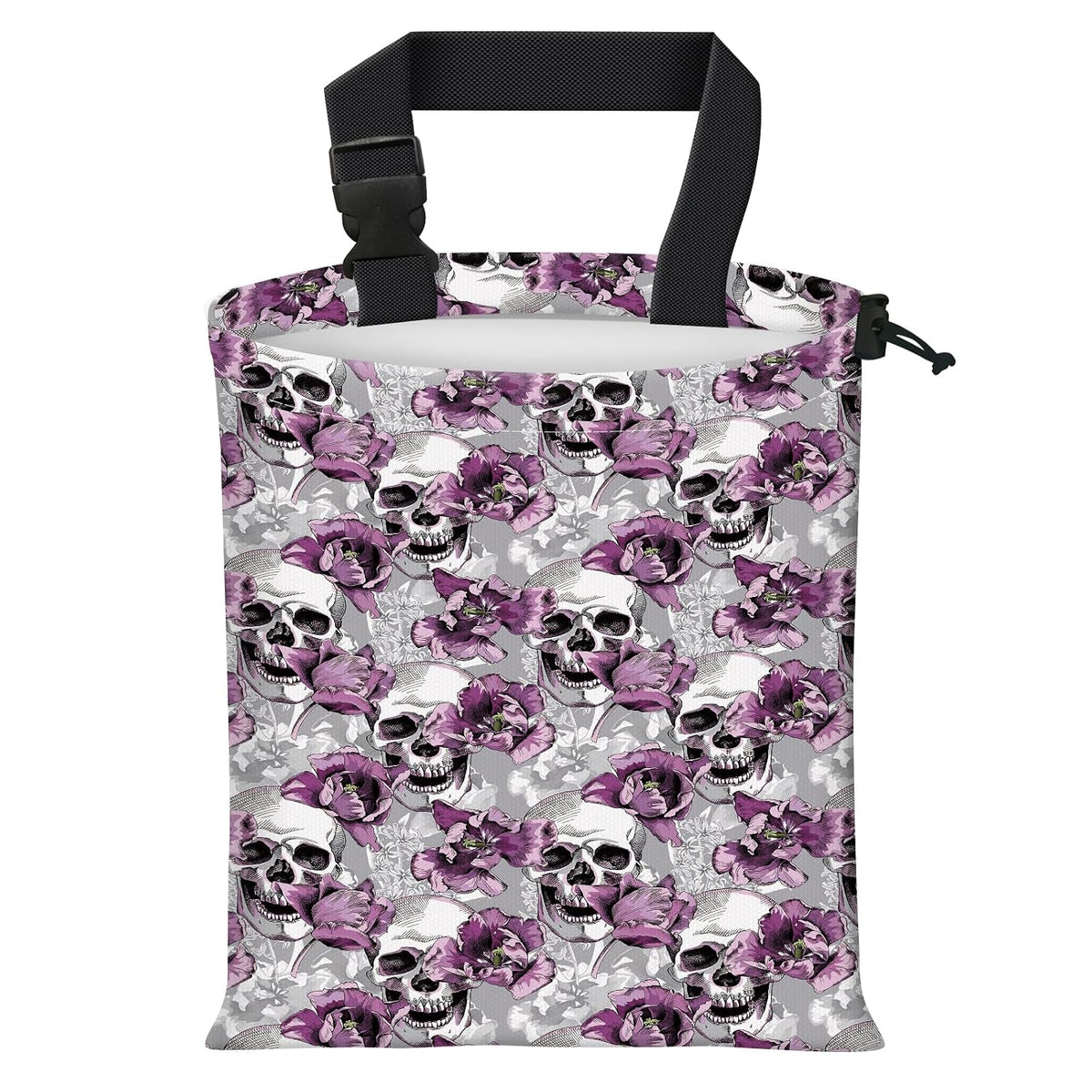 Car Trash Bag Large Hanging Can for Back of Seat, Cute Waterproof Car Garbage Bag for Vehicle, Travelling, Outdoor Purple Flower Skull