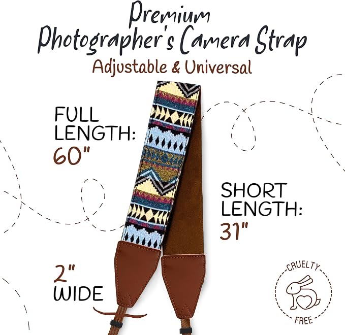 Art Tribute Camera Strap, Vintage Embroidered Neck Shoulder & Crossbody Camera