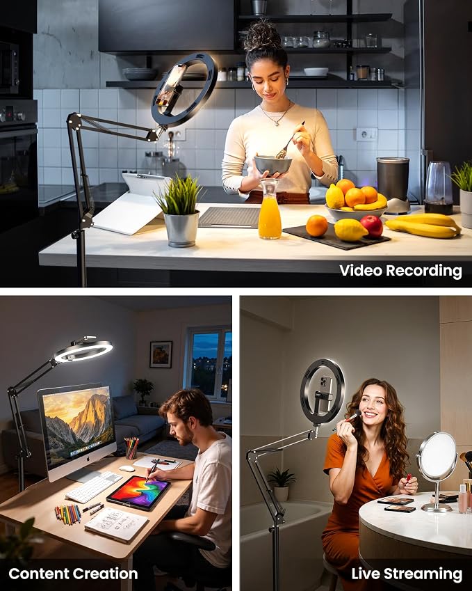 Ring Light with Stand Tripod for iPhone – Upgrade 1800 Lumens 10” Overhead